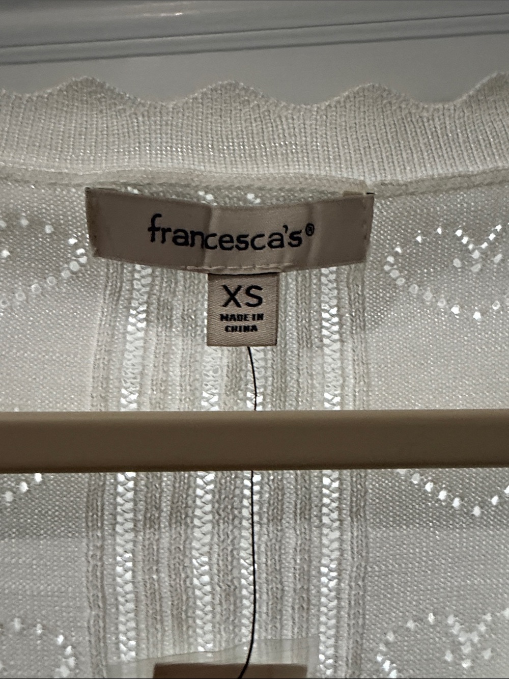 Francesca's Collections White Heart-Pattern Button Cardigan - Picture 2 of 4